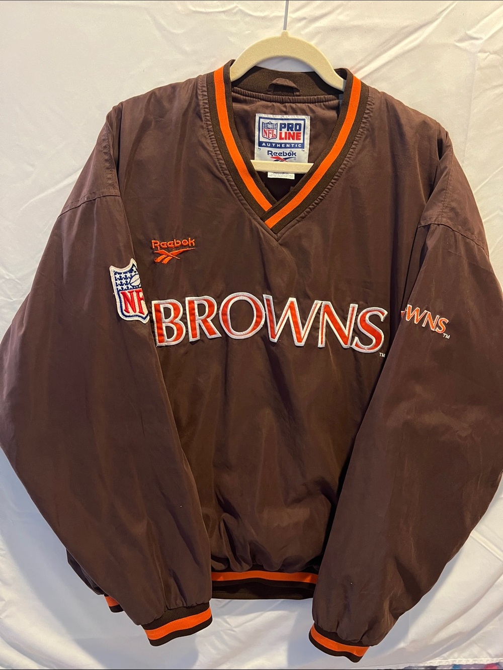 Reebok Brown & Orange Cleveland Browns Pullover Windbreaker XL